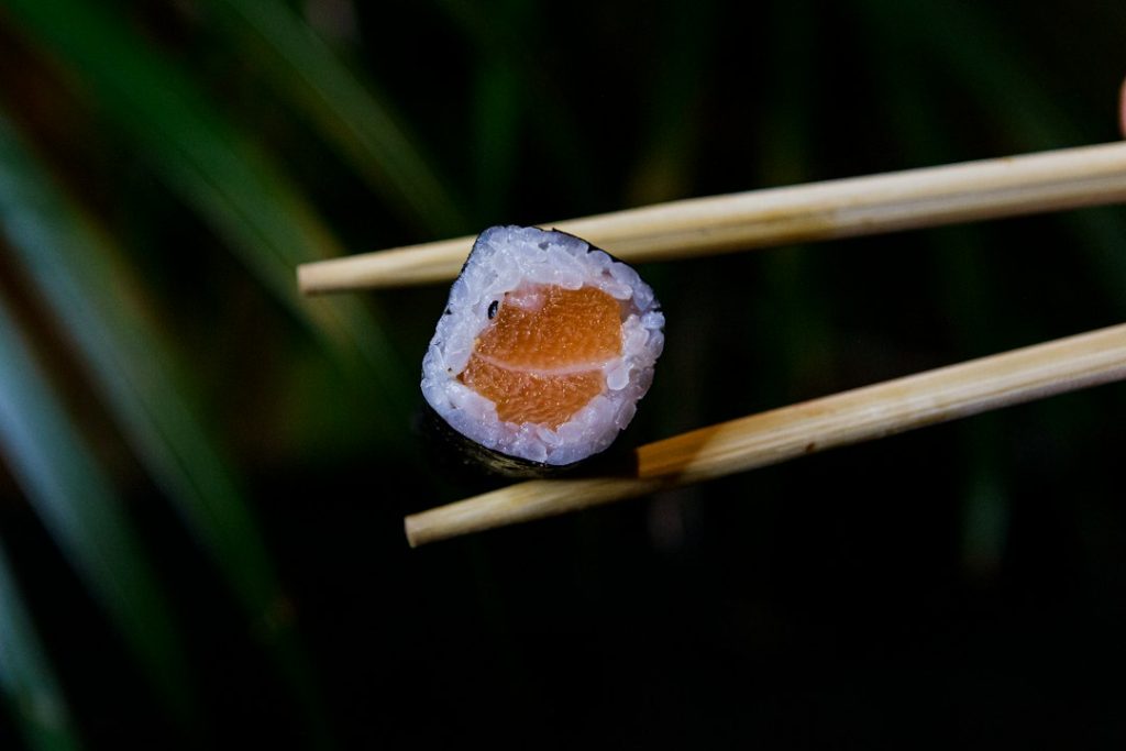 Fresh sushi rolls and nigiri served on a plate